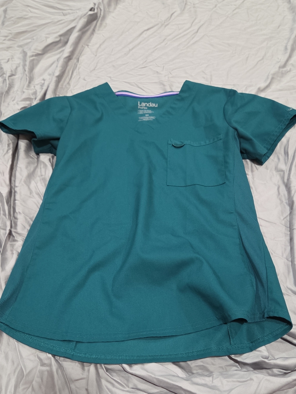 Landau Teal Scrub Top - Short Sleeve Pocket